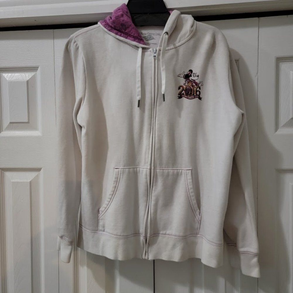 Disney Cruise Line Women's White Long Sleeve Full Zip Sweatshirt Size XL